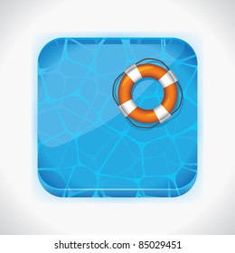 Water pool icon with ring-buoy