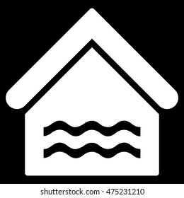 Water Pool icon. Vector style is flat iconic symbol, white color, black background.
