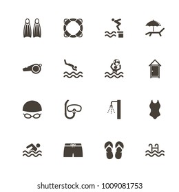 Iconos de la piscina de agua. Pictograma negro perfecto sobre fondo blanco. Icono de vector simple plano.