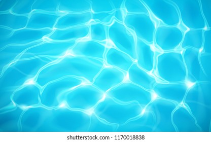 Water At Pool Or Liquid Surface At Tropical Ocean, Fluid With Ripple And Sunbeams At Sea. Clean And Transparent Aqua At Exotic Beach. Marine And Aquatic Theme , Swimming And Vacation Background