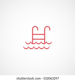 Water Pool Red Flat Icon On White Background