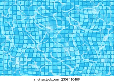 Water pool surface. Clear blue water. Top view. Vector design.