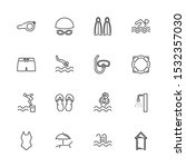 Water Pool, Swim outline icons set - Black symbol on white background. Water Pool, Swim Simple Illustration Symbol - lined simplicity Sign. Flat Vector thin line Icon - editable stroke