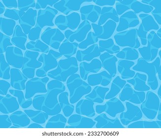 Water pool texture bottom vector background, ripple and flow with waves. Summer blue aqua swimming seamless pattern. Sea, ocean surface.