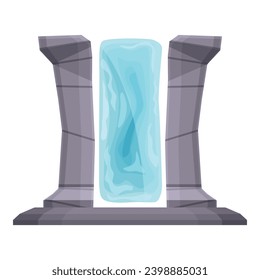 Water portal stage icon cartoon vector. Plasma platform. Teleport ring