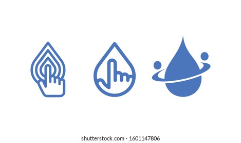 Water Portal vector icons. Touch water drop.