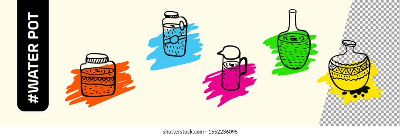 Water pot set vector illustration. EPS 10