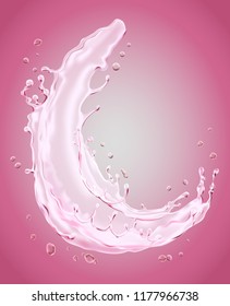 water pour elements on pink background, can be used as special effect, vector illustration.