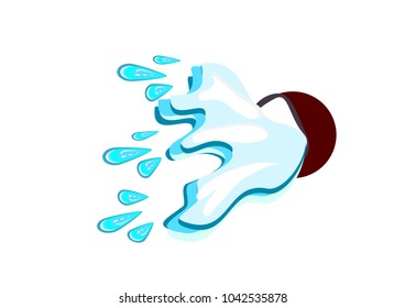 Water poured out of the container, blue, splash , droplet, Songkran festival, Thai water festival, vector illustration, picture decoration