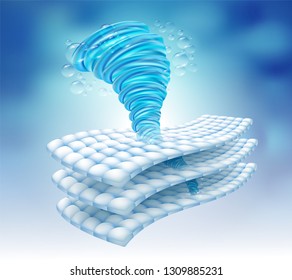 Water power rotating in the fabric fiber.
Remove deep stains up to 3 layers.
Vector realistic file.