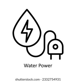 Water Power Vector  outline Icon Design illustration. Nature and ecology Symbol on White background EPS 10 File