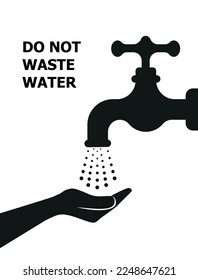 Water is precious-Save it-Use low-flow tap-vector concept Eps 10.