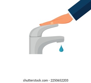 Water is precious-Save it-Use low-flow tap-vector concept Eps 10.