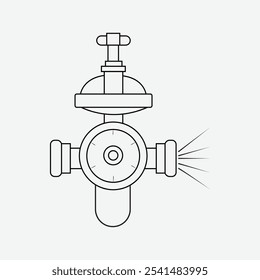 Vector de arte de línea de la máquina de medición de presión de agua para un control preciso del fluido.