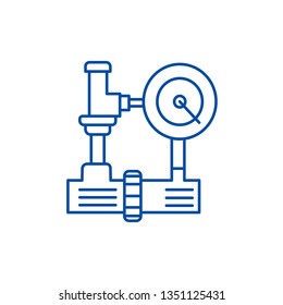 Water pressure system, hvac industry line icon concept. Water pressure system, hvac industry flat  vector symbol, sign, outline illustration.