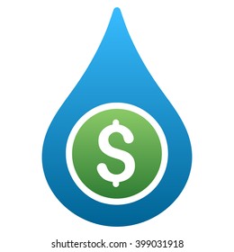 Water Price vector toolbar icon for software design. Style is a gradient icon symbol on a white background.