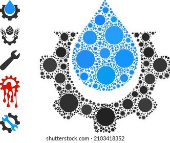 Water production mosaic icon. Vector mosaic composed from scattered virus icons. Virulent mosaic water production icon and more icons. Water production mosaic for isolation images.