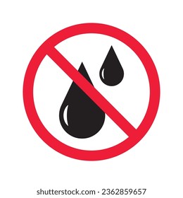 Water prohibited vector icon. No water drop icon. Forbidden water icon. Warning, caution, attention, restriction, danger flat sign design symbol pictogram