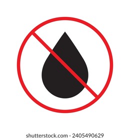 Water prohibited vector icon. No water drop icon. Forbidden water icon. Warning, caution, attention, restriction, danger flat sign design symbol pictogram