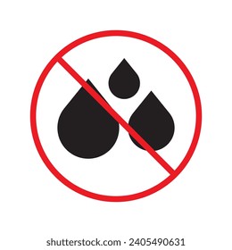 Water prohibited vector icon. No water drop icon. Forbidden water icon. Warning, caution, attention, restriction, danger flat sign design symbol pictogram