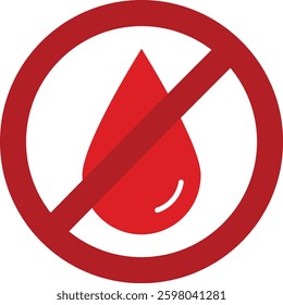 Water prohibited vector icon. No water drop icon or free of chemical additives icon. Vector illustration