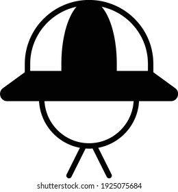 Concepto de casco a prueba de agua, diseño de icono de glifo de equipo lluvioso, símbolo de la estación húmeda sobre fondo blanco, signo del tiempo de lluvia,