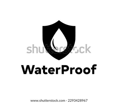 Water Proof icon logo design. Water protection, liquid proof protection. Shield with water drop. Anti wetting material, hydrophobic fabric, surface protection vector design and illustration.