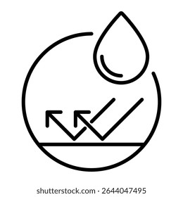 Conjunto de ícones à prova d'água. Símbolo resistente à água. Proteção de água, proteção à prova de líquidos. Escudo com gota de água. Material antimolhante, proteção de superfície. Ilustração vetorial.