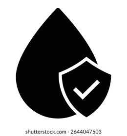 Conjunto de ícones à prova d'água. Símbolo resistente à água. Proteção de água, proteção à prova de líquidos. Escudo com gota de água. Material antimolhante, proteção de superfície. Ilustração vetorial.