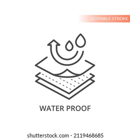 Water proof material line vector icon. Waterproof fabric outlined symbol.