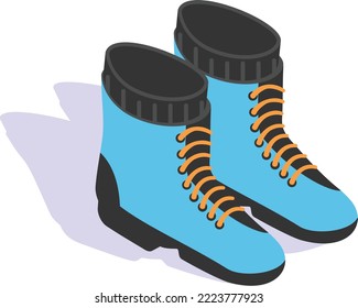 Water Proof Sneakers for Men Concept, Ice Snow Shoes Vector isometric Icon Design, Winter Season activities Symbol, Coldest Weather Sign, Snow and frost Stock Illustration