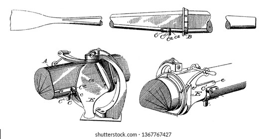 Water Propulsion Oar is a tool used for water propulsion, vintage line drawing or engraving illustration.