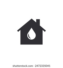 Water protection. Humidity. Water sign. Security icon. Protection icon. Water safety. Aqua sign. Alert sign. Leak protection. Home icon. Home protection. Rain guard. Smart home. House with a drop.