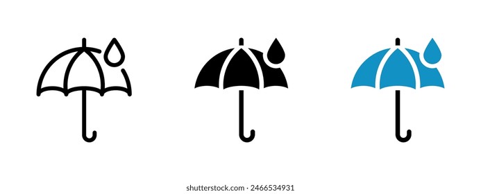 Water protection icon. Rain cover illustration. Umbrella icon. Weather forecast symbol isolated.