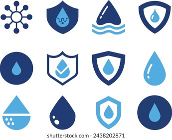 water protection icons set vector file