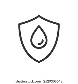 Water protection outline vector icon isolated on white background