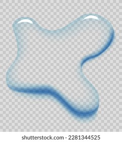 Water puddle drop. Top view liquid splashes, wet environment. Water spill or aqua scattered drop isolated on transparent background