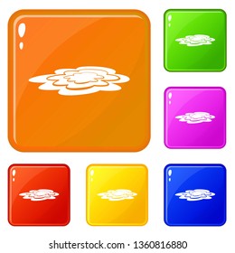 Water puddle icons set collection vector 6 color isolated on white background