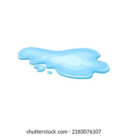 Foule d'eau, dessin animé liquide. Goutte isolée sur fond blanc. Séparation bleue, éclaboussures sur le sol. Illustration vectorielle.