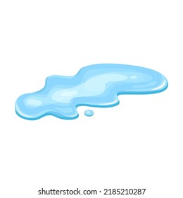 Foule d'eau, dessin animé liquide. Goutte isolée sur fond blanc. Séparation bleue, éclaboussures sur le sol. Illustration vectorielle.