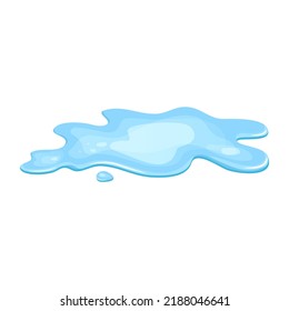 Foule d'eau, dessin animé liquide. Goutte isolée sur fond blanc. Séparation bleue, éclaboussures sur le sol. Illustration vectorielle.