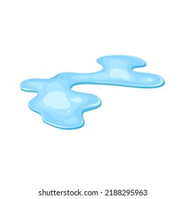 Water puddle, liquid cartoon style. Drop isolated on white background. Blue split, splash on floor. Vector illustration.
