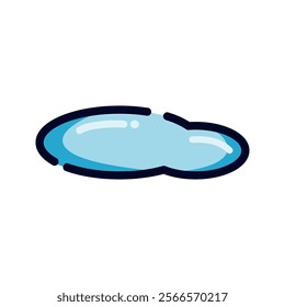 Water puddle. Natural, weather, liquid, rainy, wet concepts. Colored outline vector design isolated illustration.