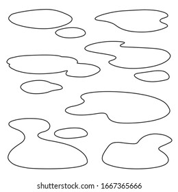 Water of puddle vector Outline set icon. Isolated vector illustration water of puddle on white background . Outline set icon raindrop.