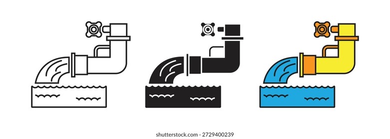 Icono de bomba de agua o Vector de drenaje. Icono del sistema de drenaje de la bomba de agua de Industrial que representa el servicio de plomería y la gestión del flujo de líquidos para uso profesional.