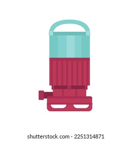 Wasserpumpe mit elektrischem Motor, flache Vektorgrafik. Elektronisches Pumpgerät einzeln auf weißem Hintergrund. Maschinenkonzept