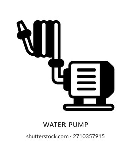 Ilustración Mini Del Icono Del Glifo De La Bomba De Agua, Uso Para El Concepto Moderno, Impresión, Ui, Kit De La Ux, Web Y Desarrollo Del App. Vector Relacionado Con Bomberos, Rescate Y Más