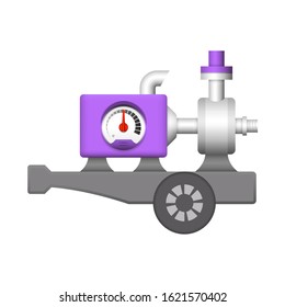 Water pump icon or centrifugal pump. Including with pipe and powered by engine. For industrial, water supply infrastructure, wastewater treatment, drainage, water cooling, irrigation and plumbing etc.