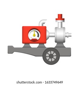 Water pump icon or centrifugal pump. Including with pipe and powered by engine. For industrial, water supply infrastructure, wastewater treatment, drainage, water cooling, irrigation and plumbing etc.