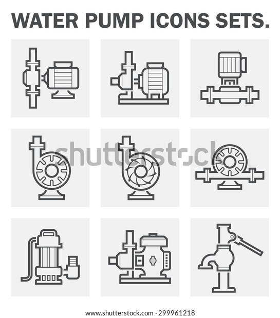 Water pump icon i.e. centrifugal, rotary, submersible
and well pump. 